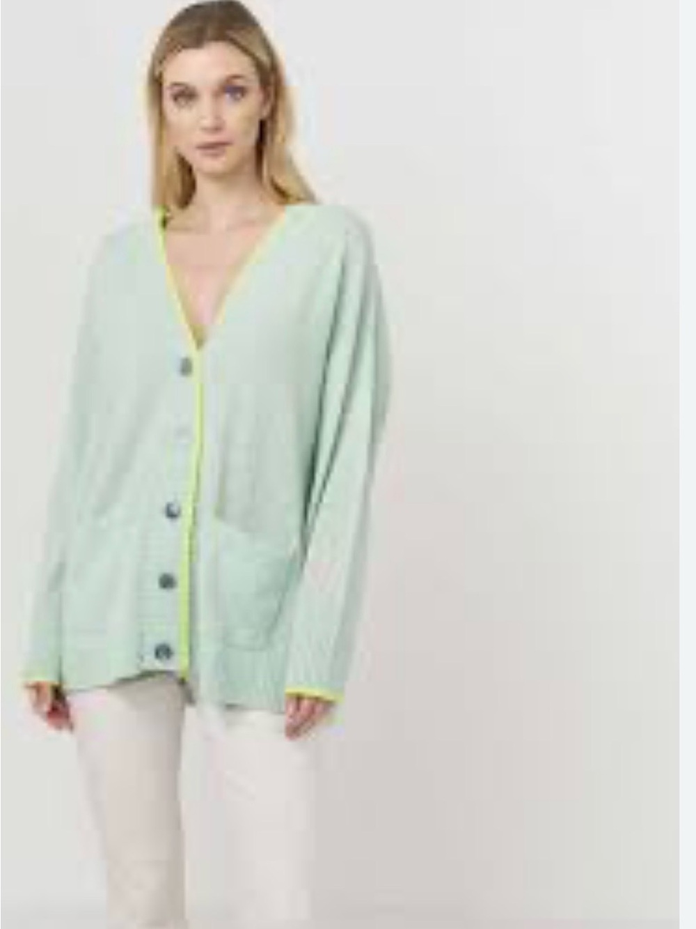 Brodie Cashmere Sweater—Mint green w/white hearts